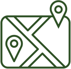 Icon of a map with two location pins connected by a route