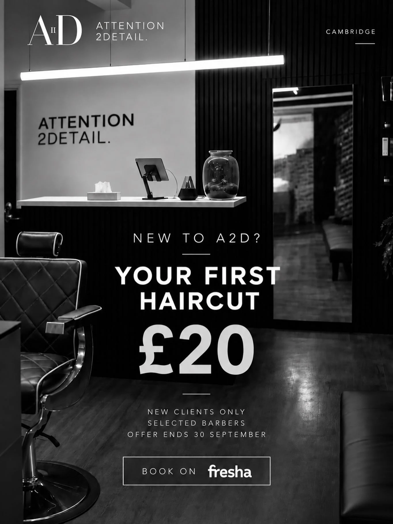 New to A2D? Your first haircut is &pound;20. ✂️

For a limited time, new clients can experience A2D for &pound;20 with selected barbers.

Use code NEWA2D when booking through Fresha.

New clients only. Selected barbers. Offer ends 30/09/2026