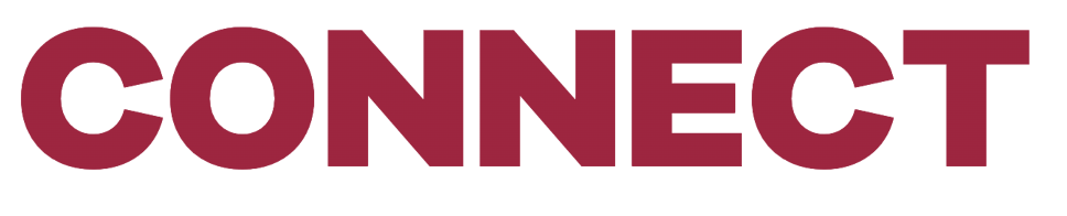 The word "CONNECT" written in bold, uppercase maroon letters.