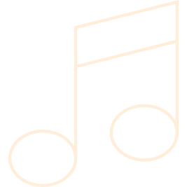 A minimalist line drawing of a music note.