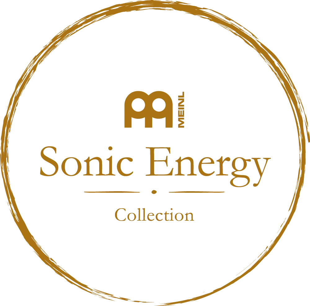 A circular logo with a brown border, featuring the words 'Sonic Energy Collection' and a stylized 'ME' with the word 'MEINL' vertical next to it. Buy Meinl Sonic Energy Sound Healing Instruments at Synergy Healing Arts in Ogden, Utah.