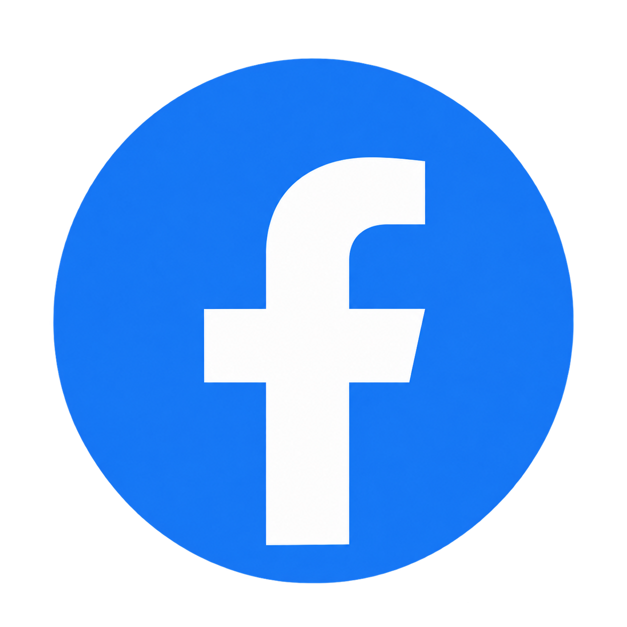 Facebook logo with a white lowercase 'f' on a blue circular background.