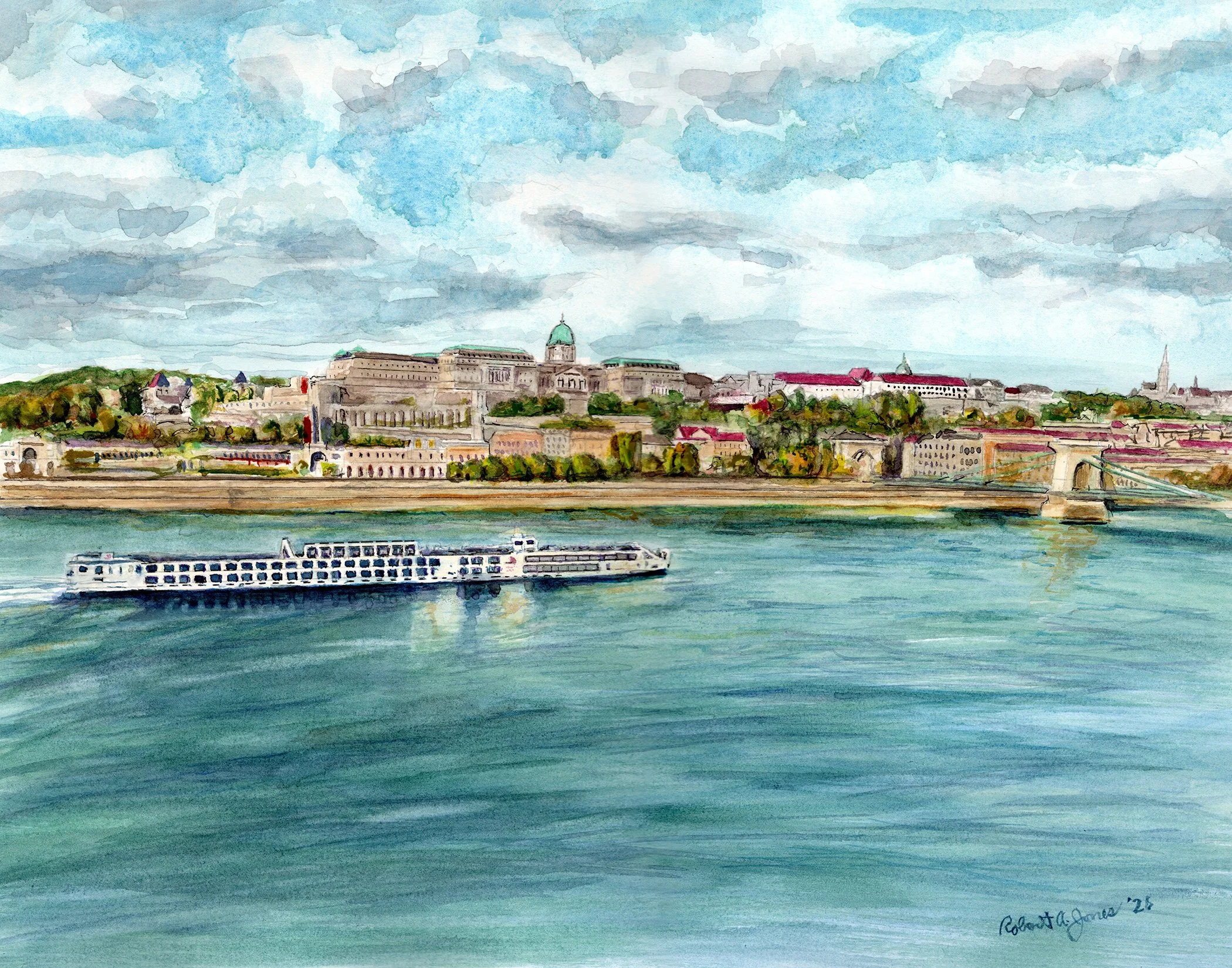 Budapest Across the Danube 11" x 14"