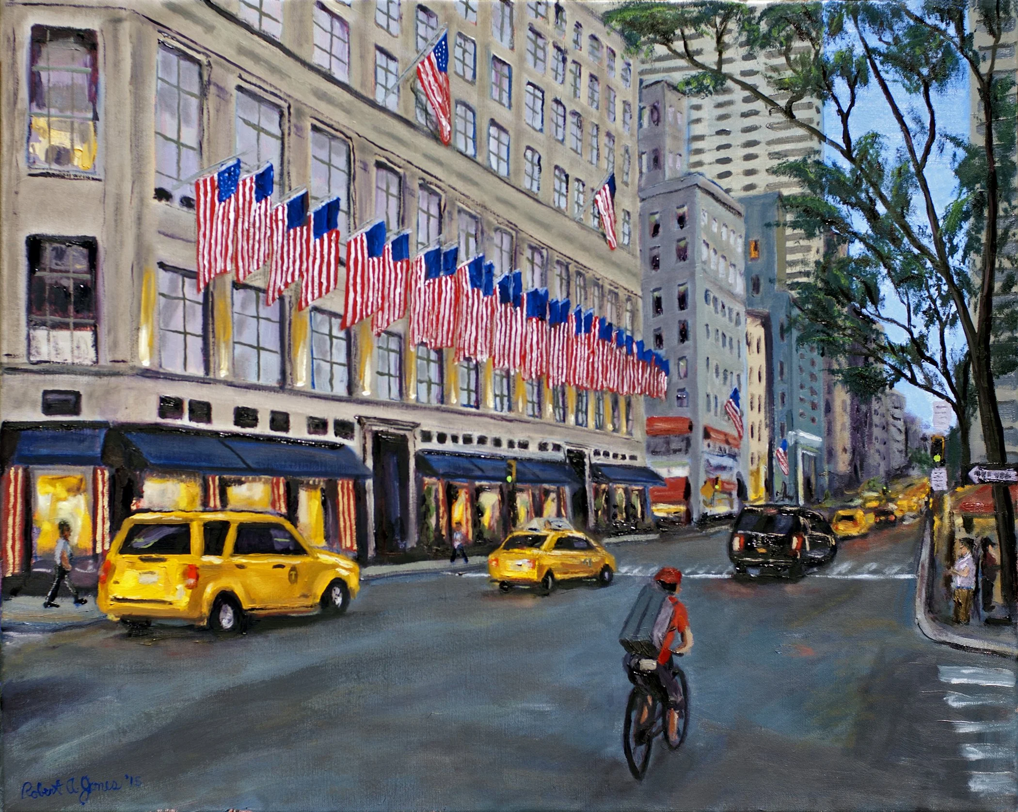 Flags on Fifth Avenue - Oil on Linen