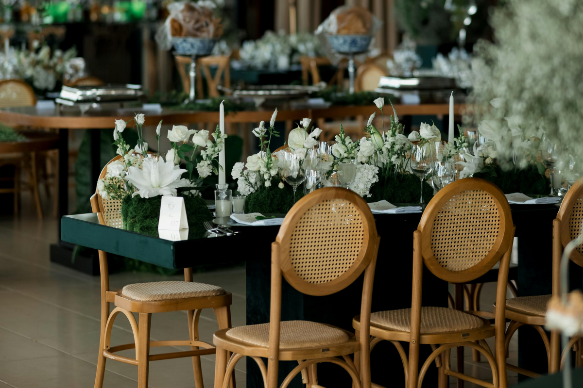 Elegant wedding reception venue with tables and floral decor in El Paso, Texas