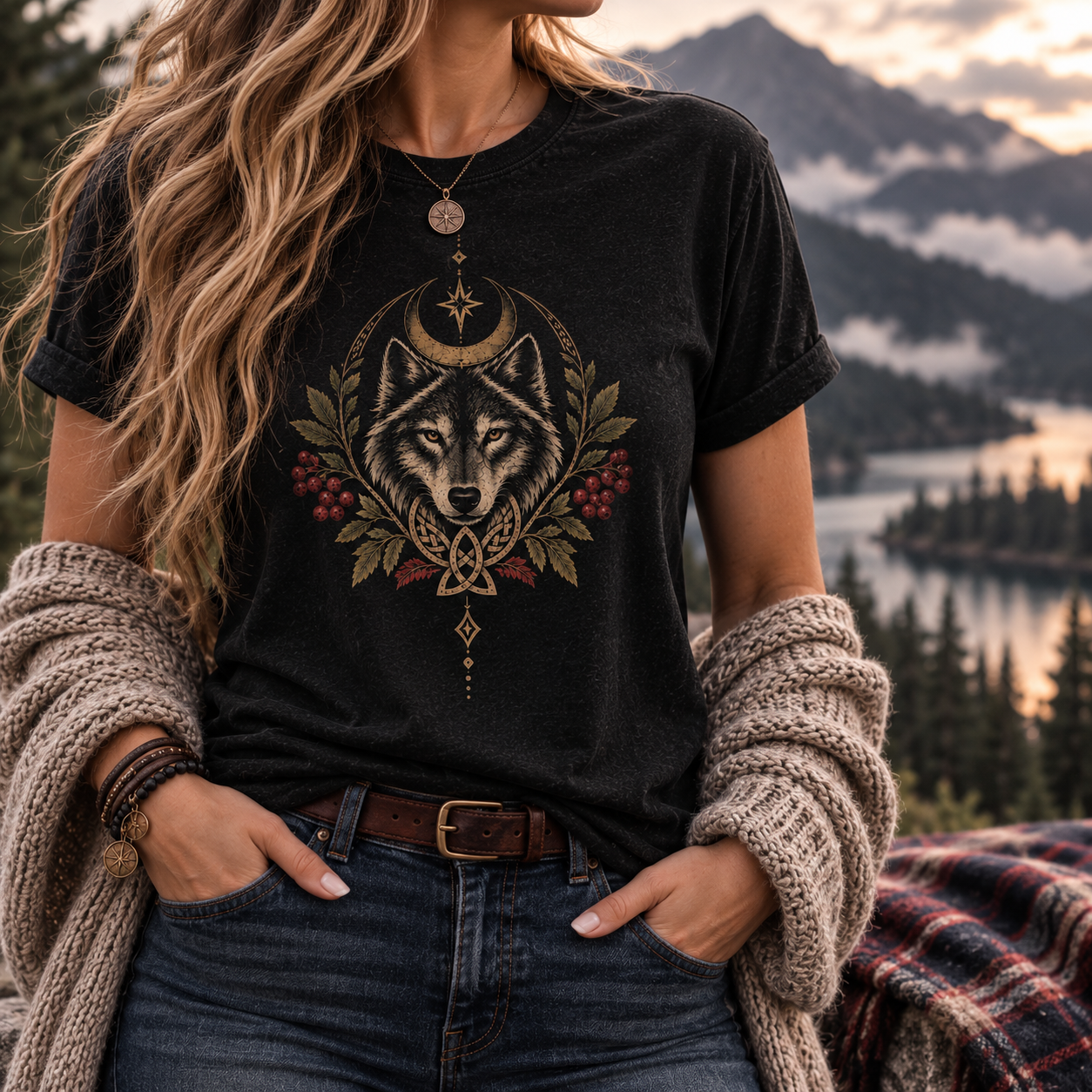 Moonbound Wolf Celestial Tee