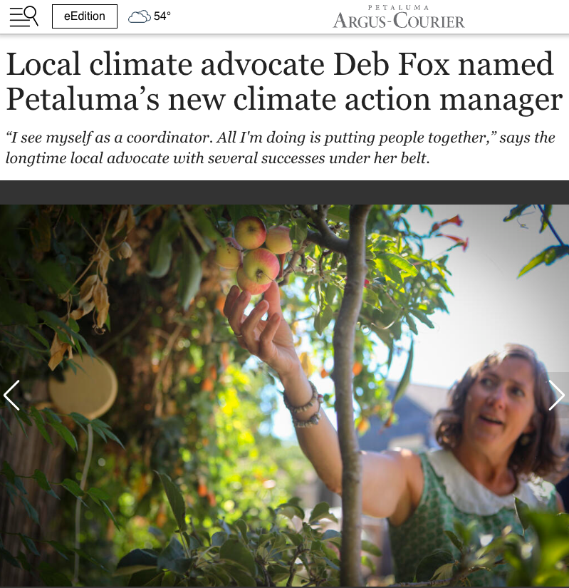 Deb Fox named Petaluma’s new climate action manager