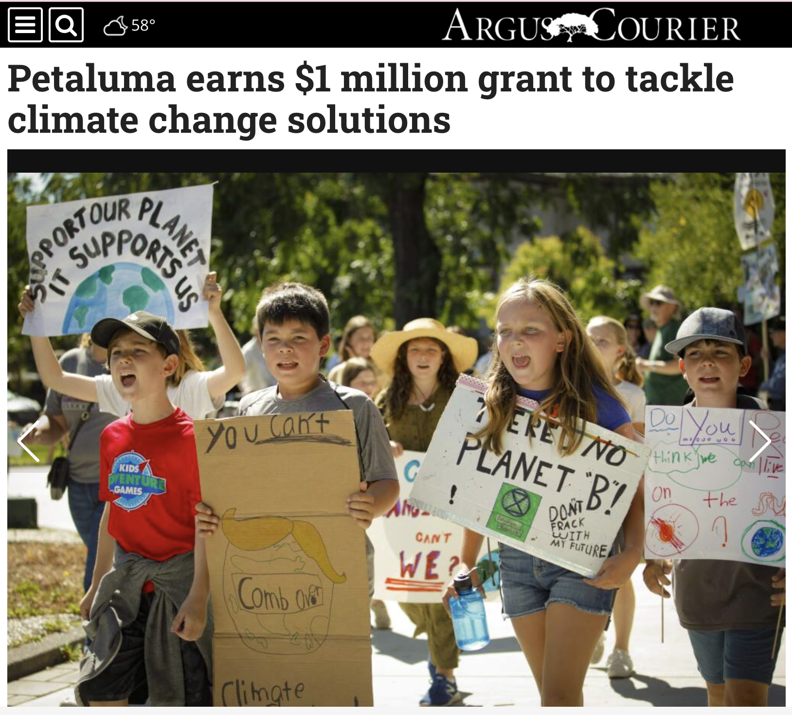 Argus-Courier: Petaluma earns $1M grant to tackle climate change solutions