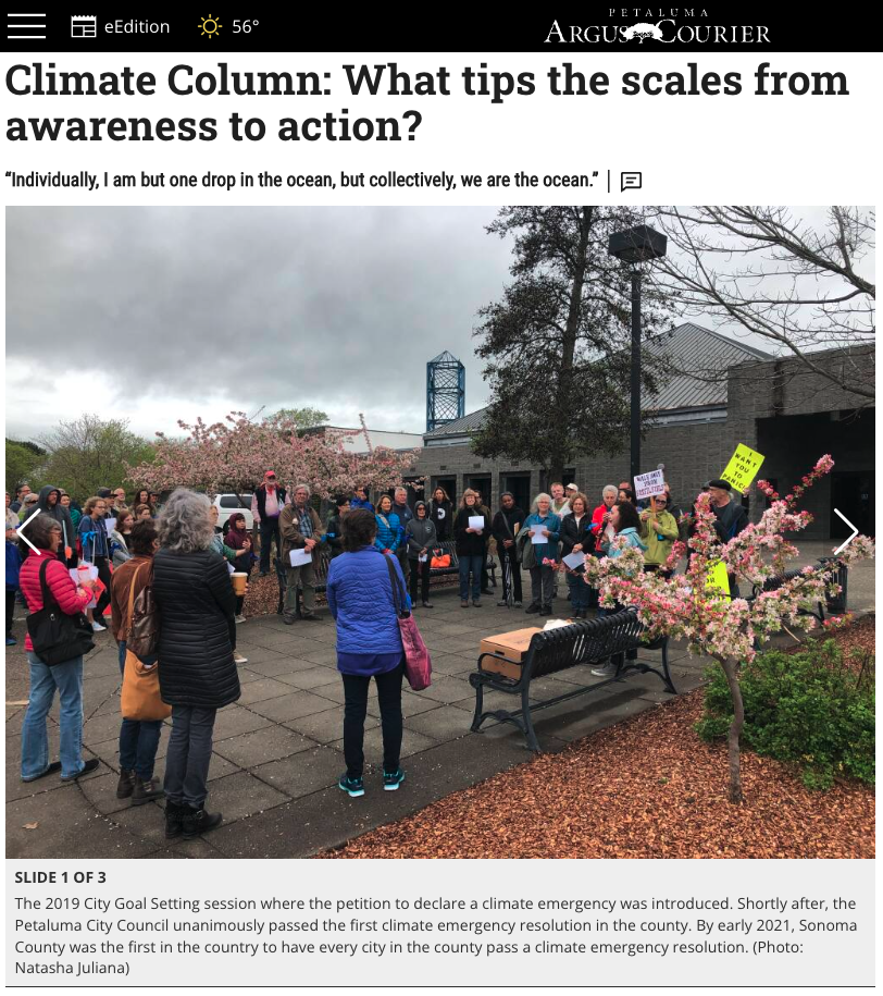 Climate Column: What tips the scales from awareness to action?