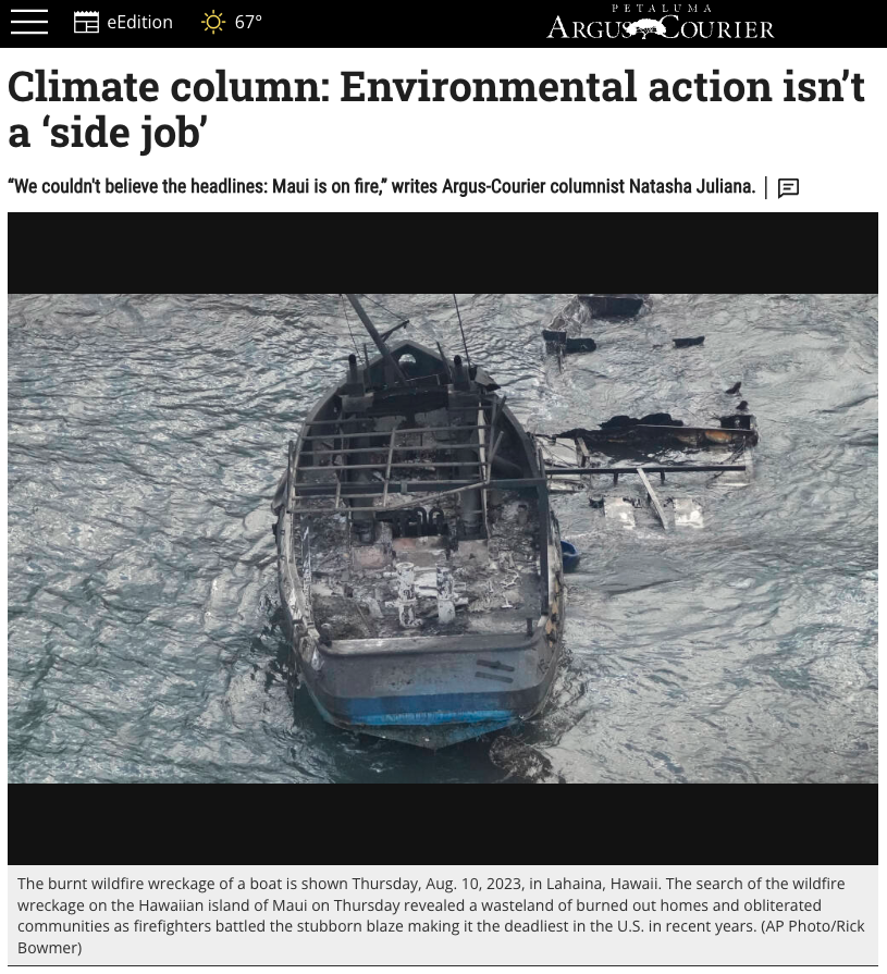 Climate column: Environmental action isn’t a ‘side job’