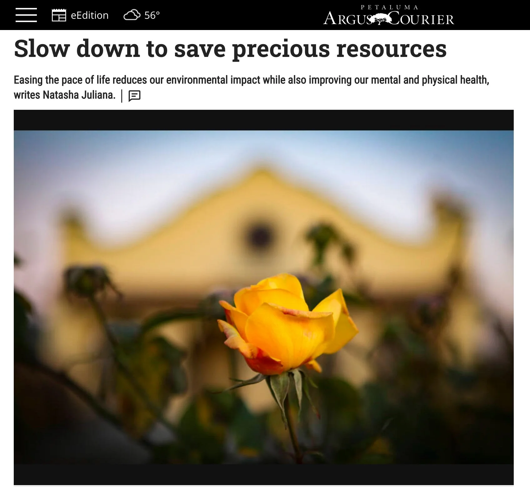 Climate Column: Slow down to save precious resources