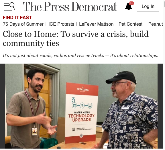 Press Democrat: Close to Home: To survive a crisis, build community ties