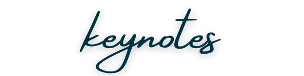 The image contains the word 'keynotes' written in a stylized font with another word above it in a smaller, cursive font.