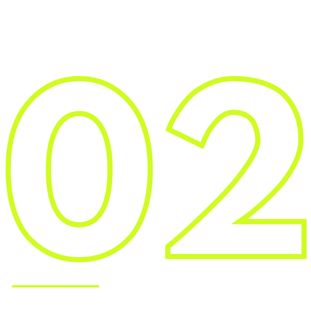 Neon sign displaying the numbers '02' in bright green against a black background.