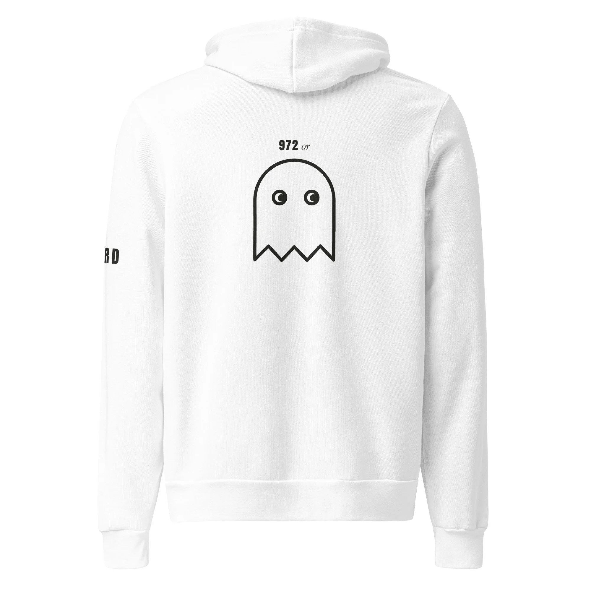972 or Ghost Hoodie, Mark Led in white, back view