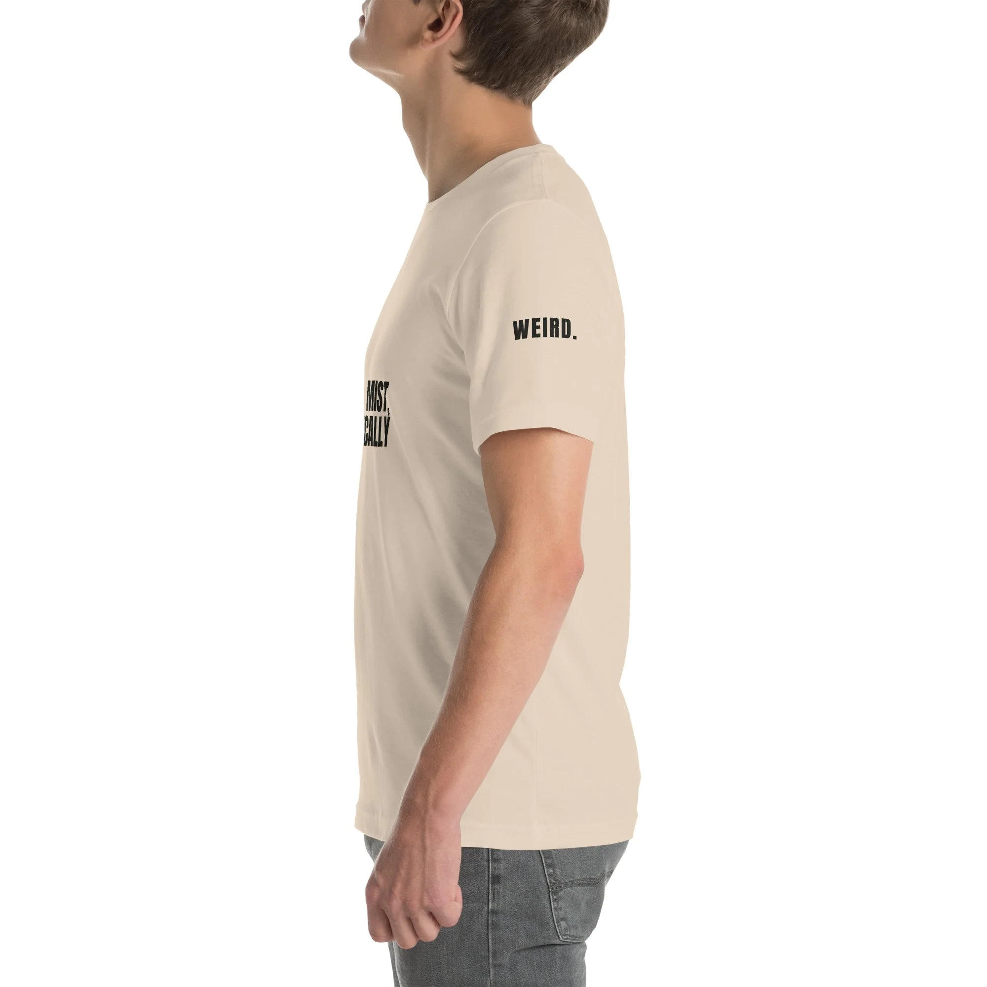 Mist, Technically Tee, Flush Right in cream, left side