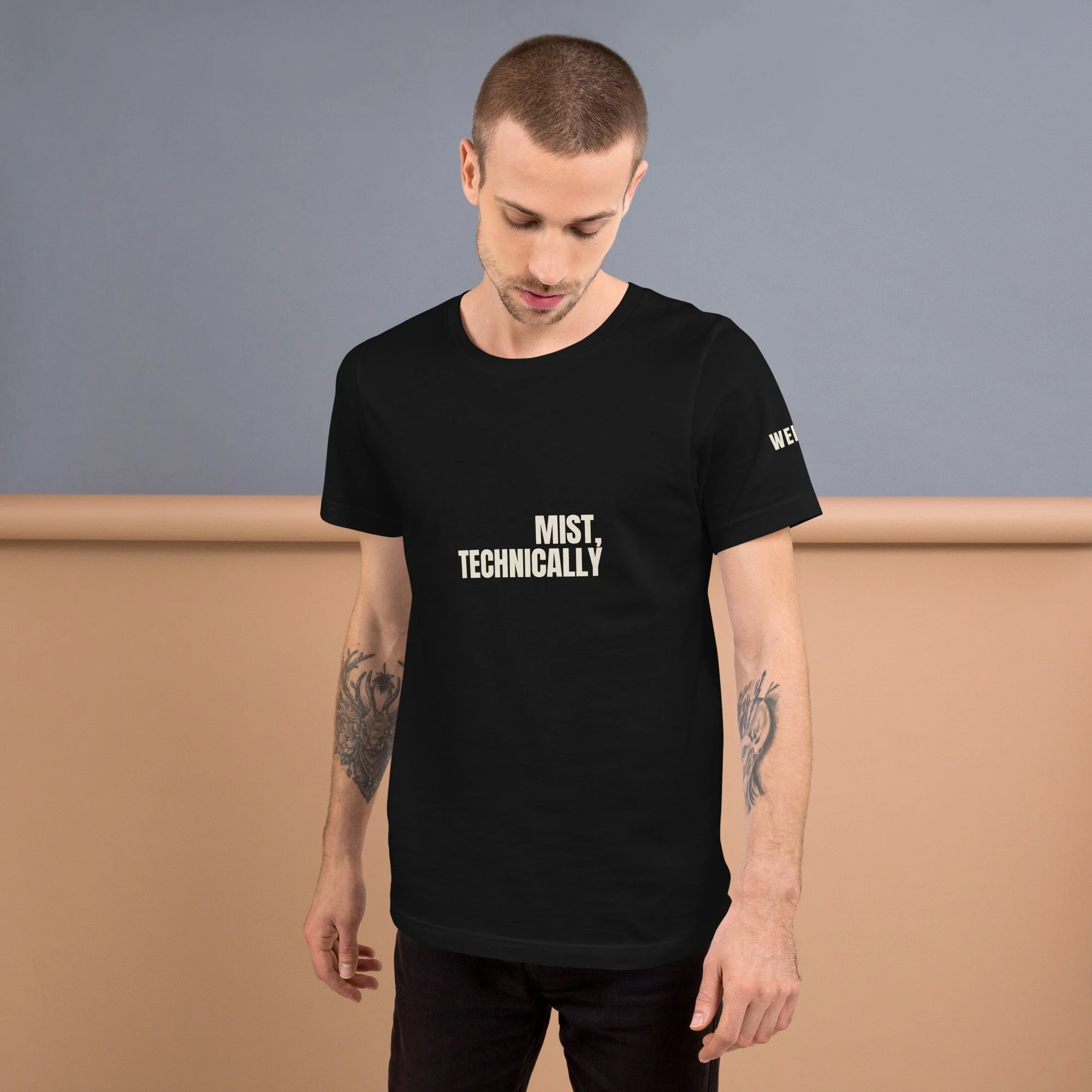 Mist, Technically Tee, Flush Right in vintage black, front view