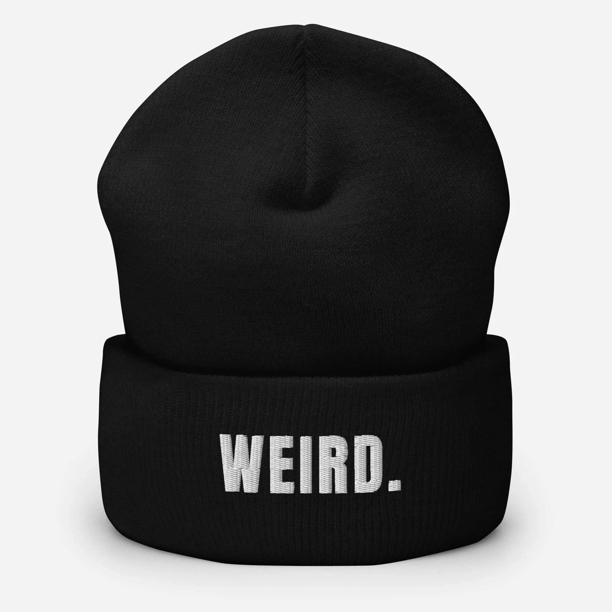 Wordmark Beanie in black, front view