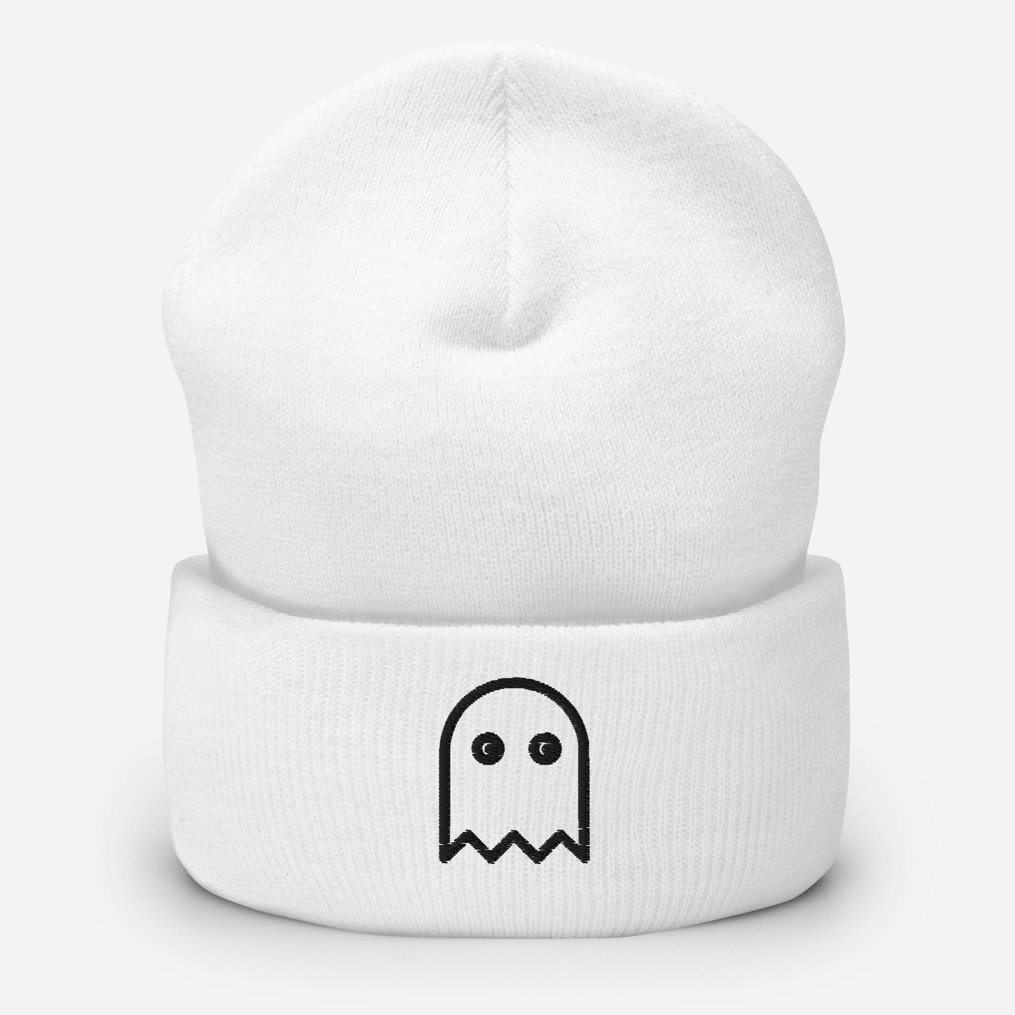 Ghost Beanie in white, front view
