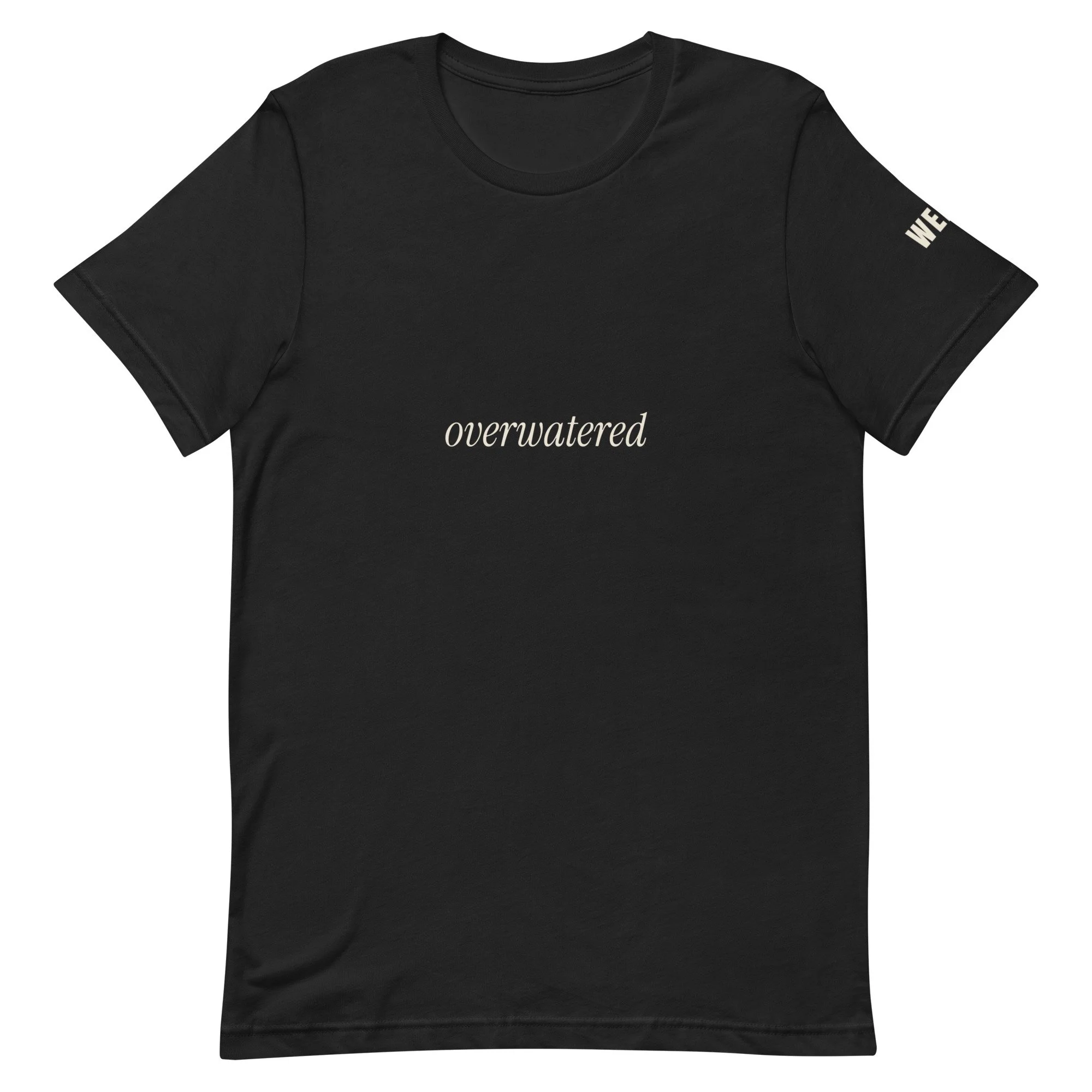 Overwatered Tee, One Line in vintage black, front view
