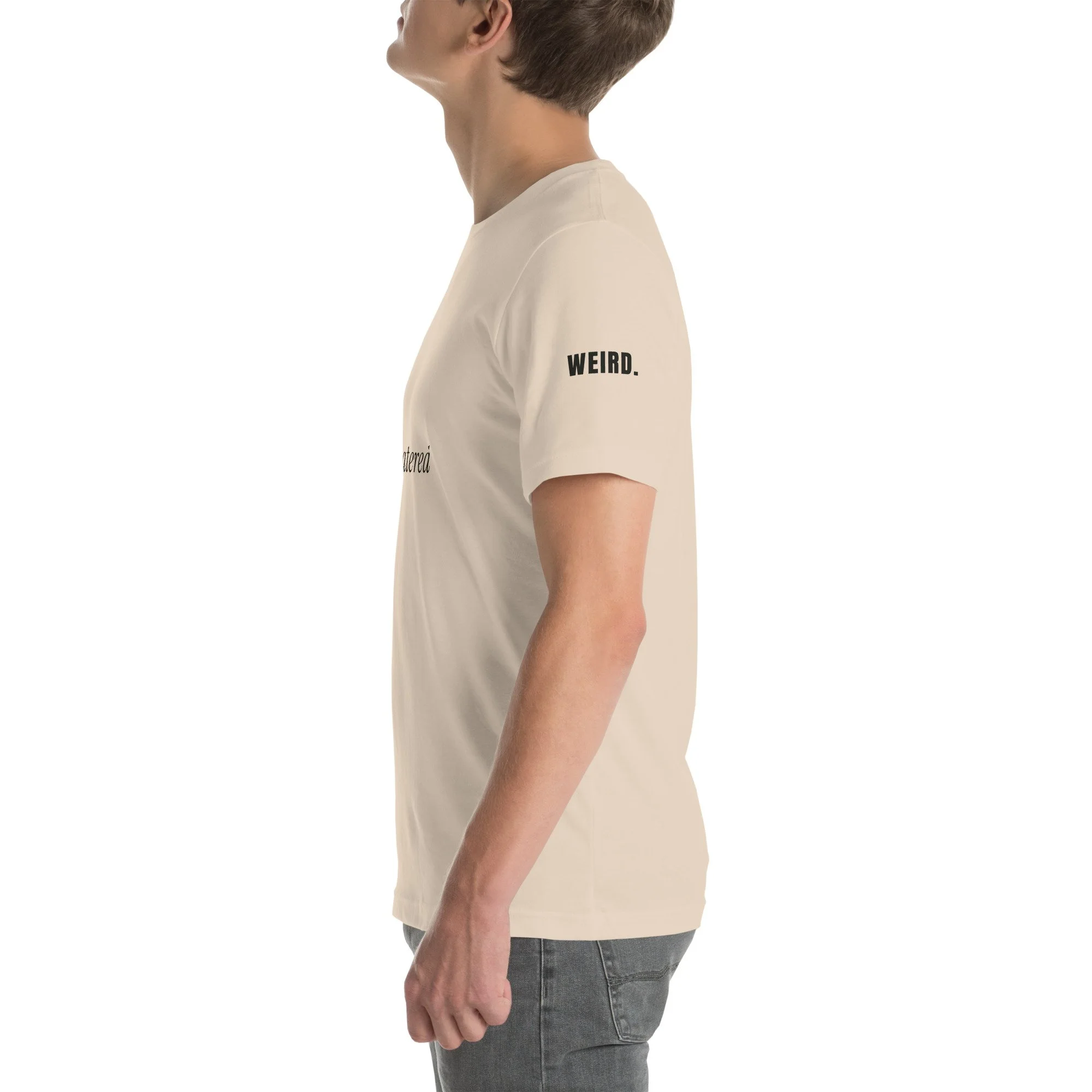 Overwatered Tee, One Line in soft cream, left side
