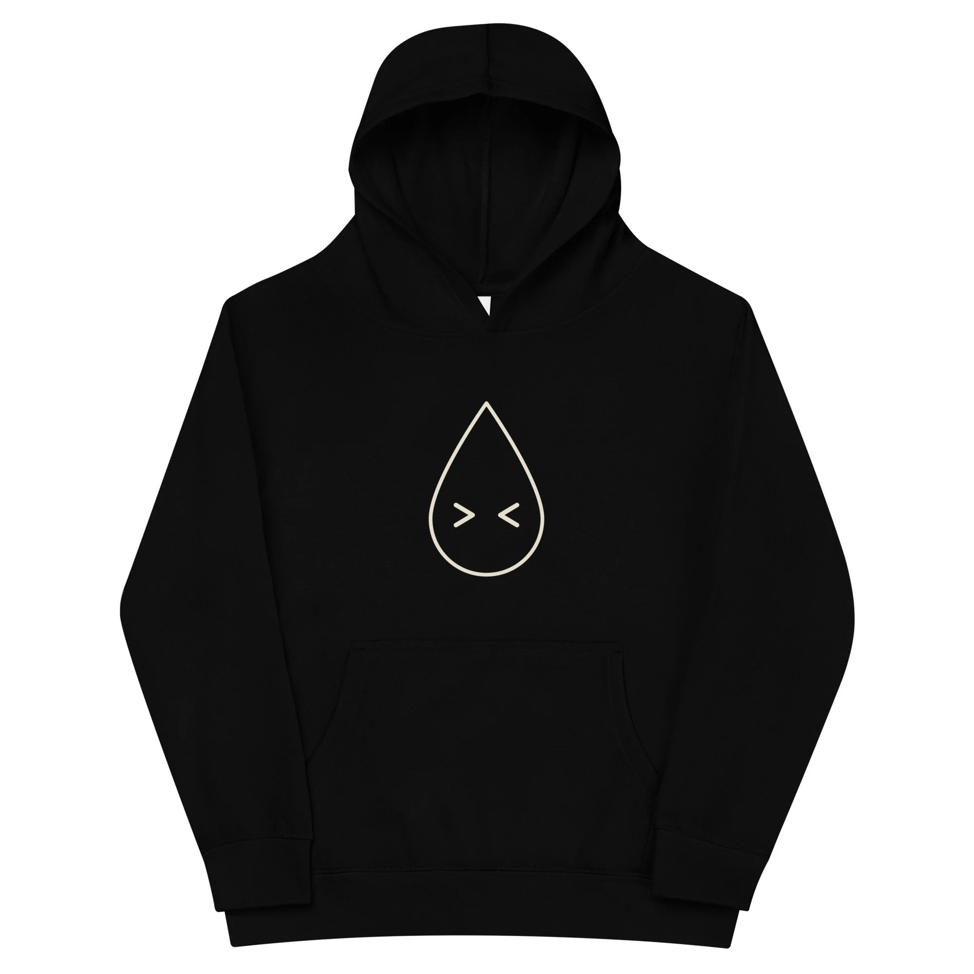 Raindrop Laughing Kids Hoodie, in black, front view