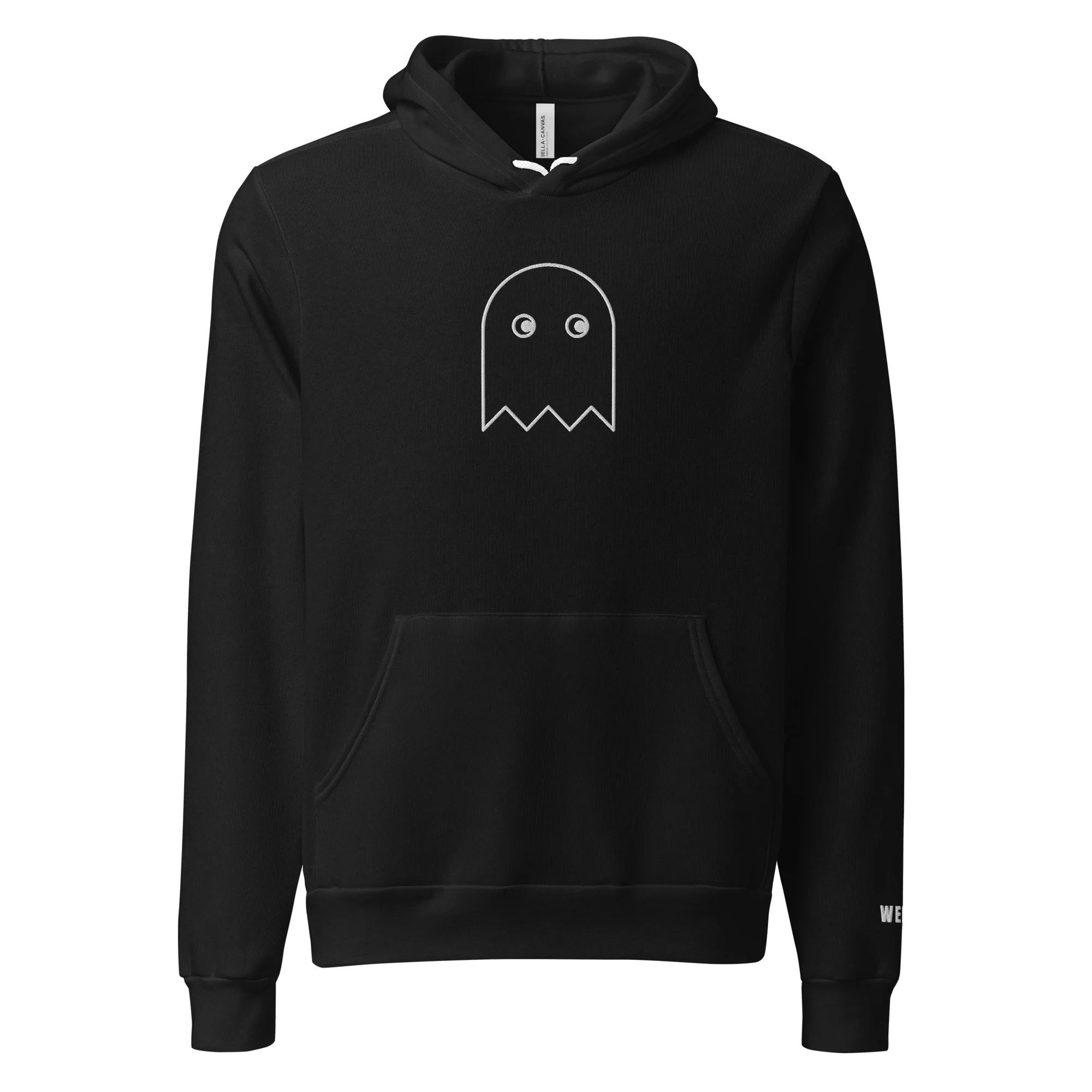 Ghost Hoodie, embroidered, in black, front view