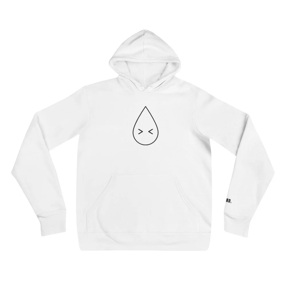 Raindrop Laughing Hoodie, embroidered, in white, front view