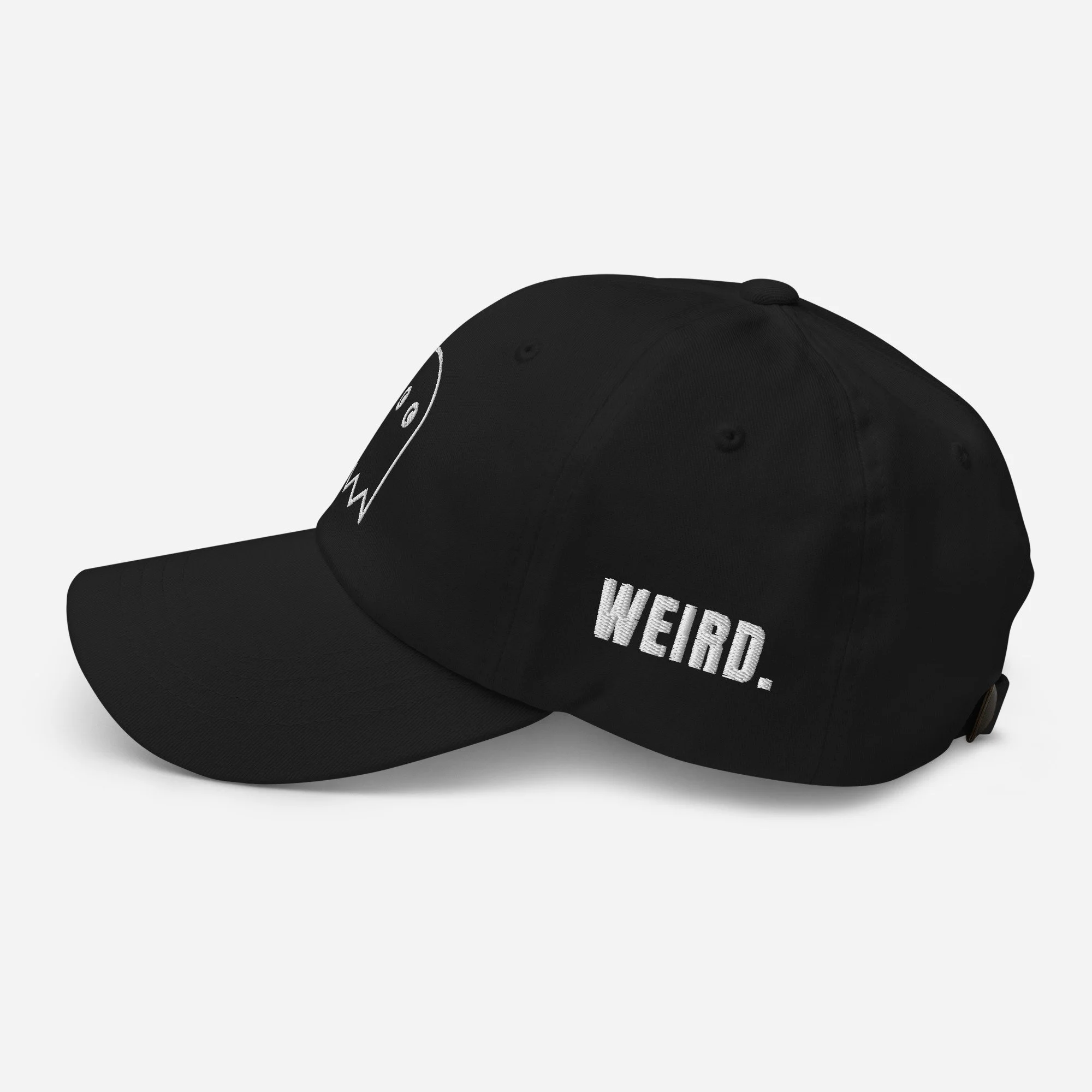 Ghost dad hat, embroidered, in black, left side