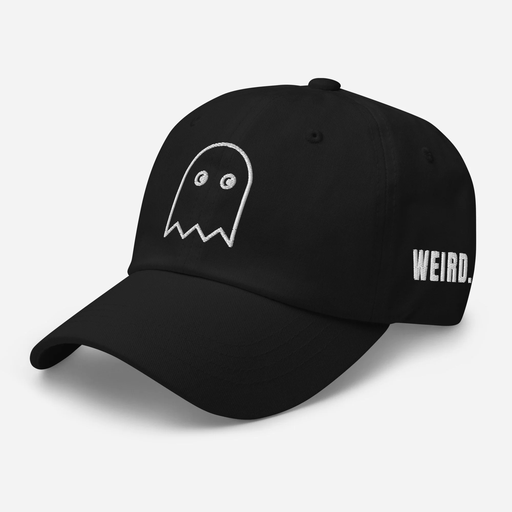 Ghost dad hat, embroidered, in black, left front view