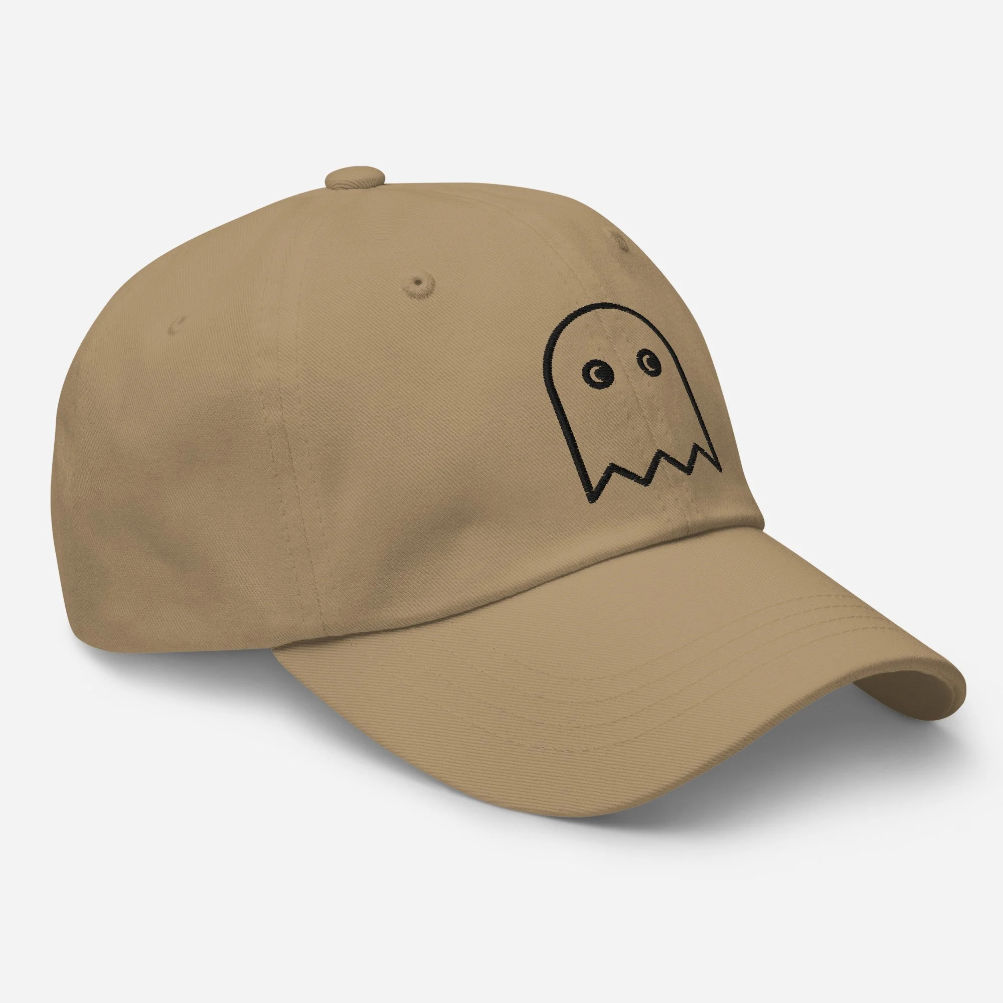 Ghost dad hat, embroidered, in khaki, right front view