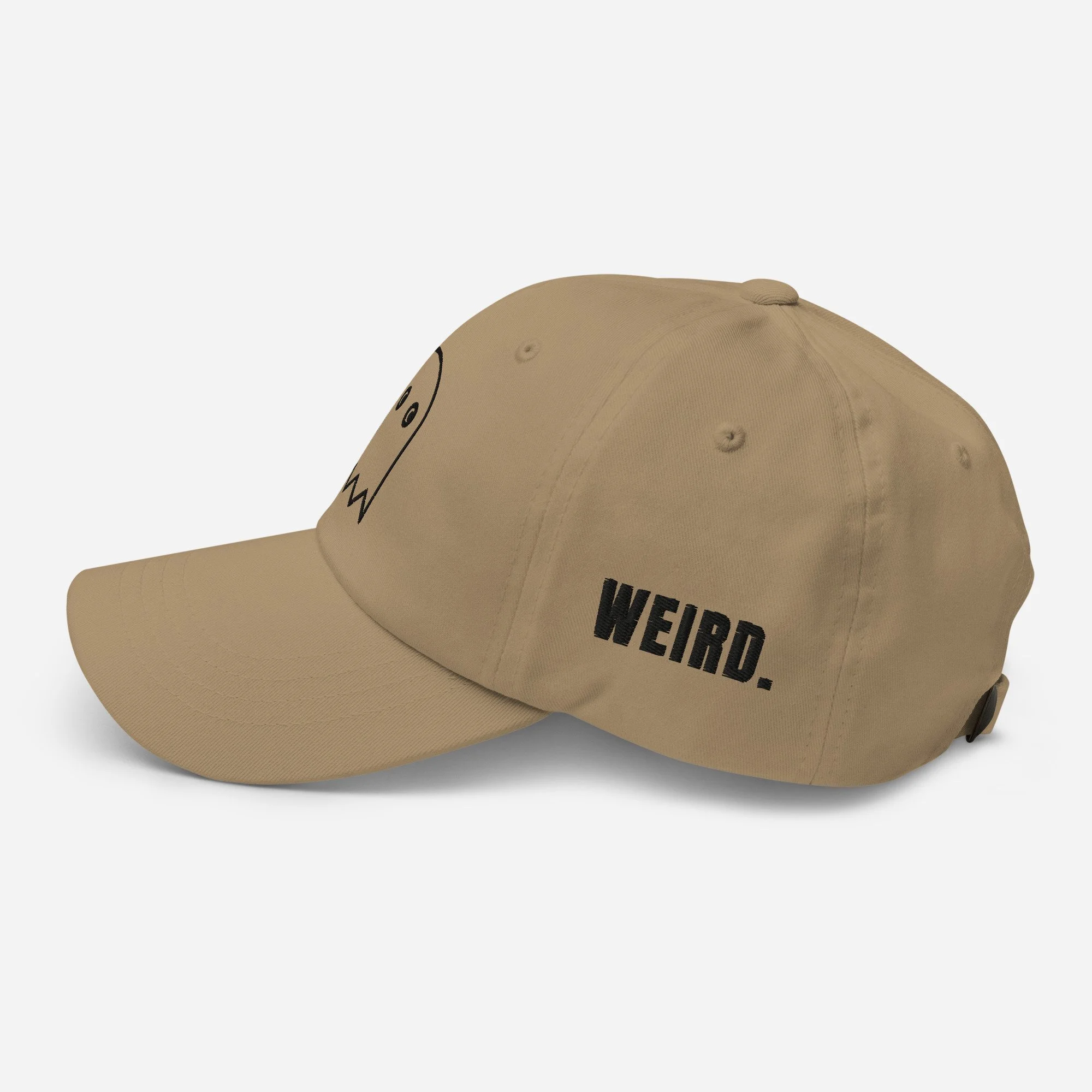 Ghost dad hat, embroidered, in khaki, left side
