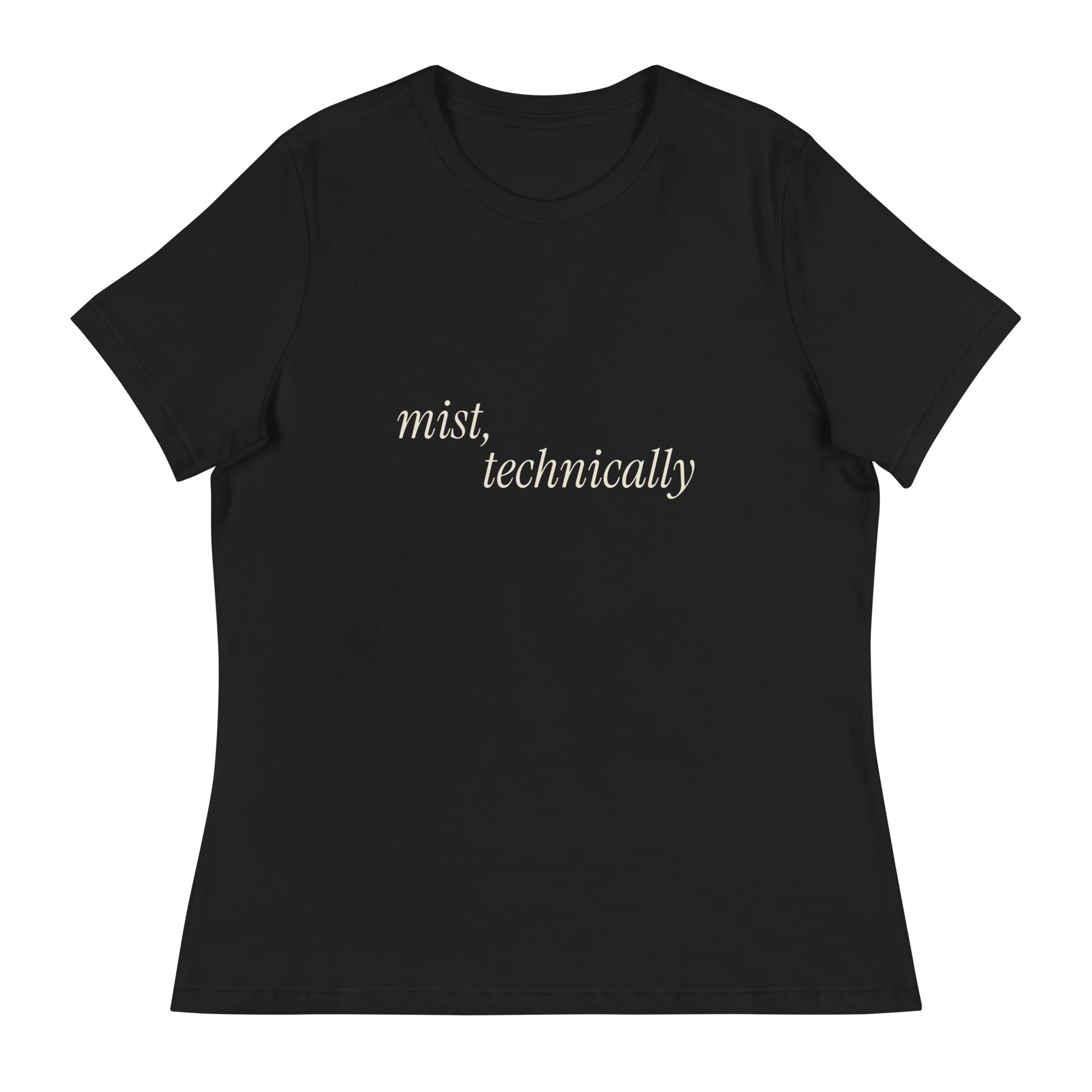 Mist, Technically Women's Relaxed Tee in black, front view