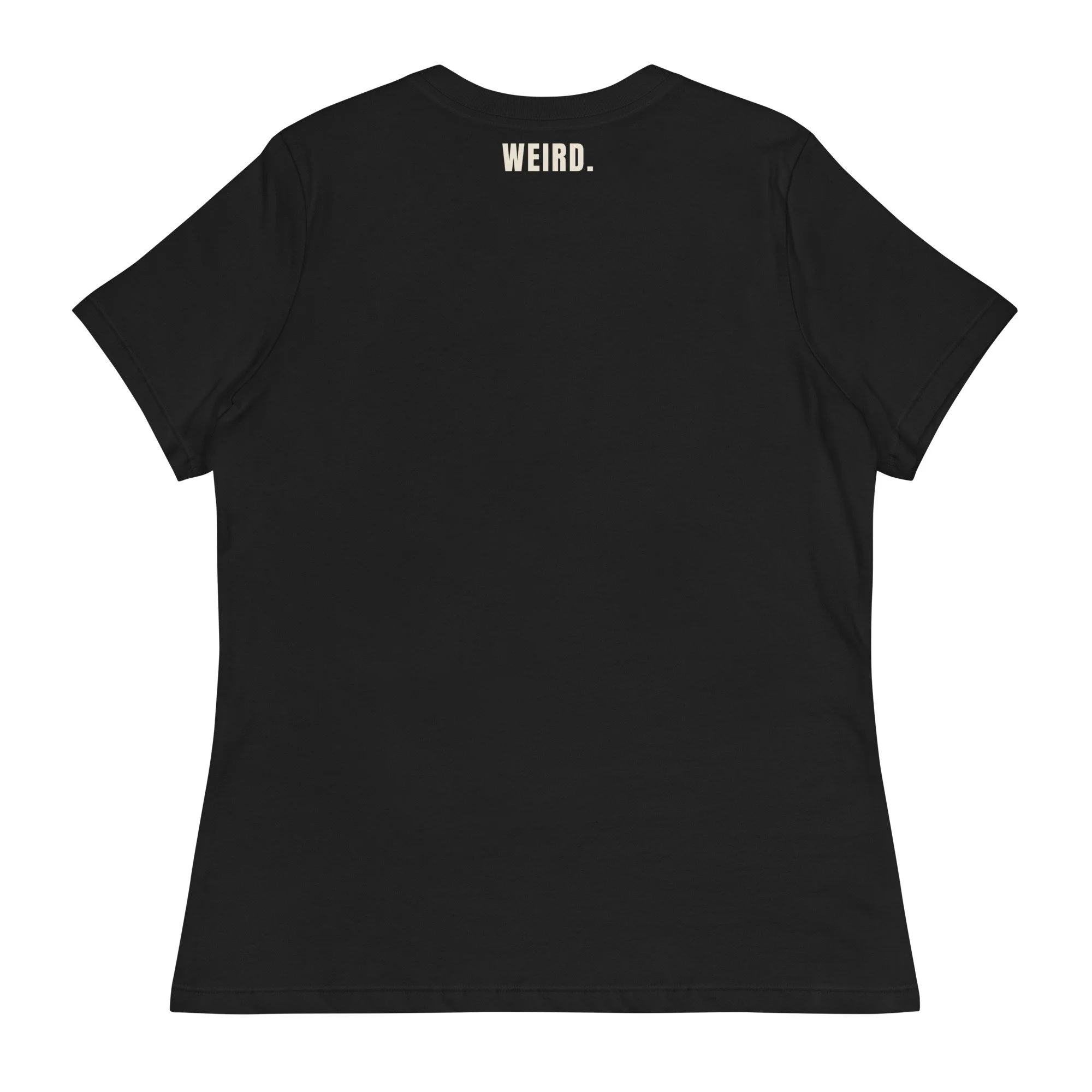 Umbrella For What Women's Relaxed Tee in black, back view