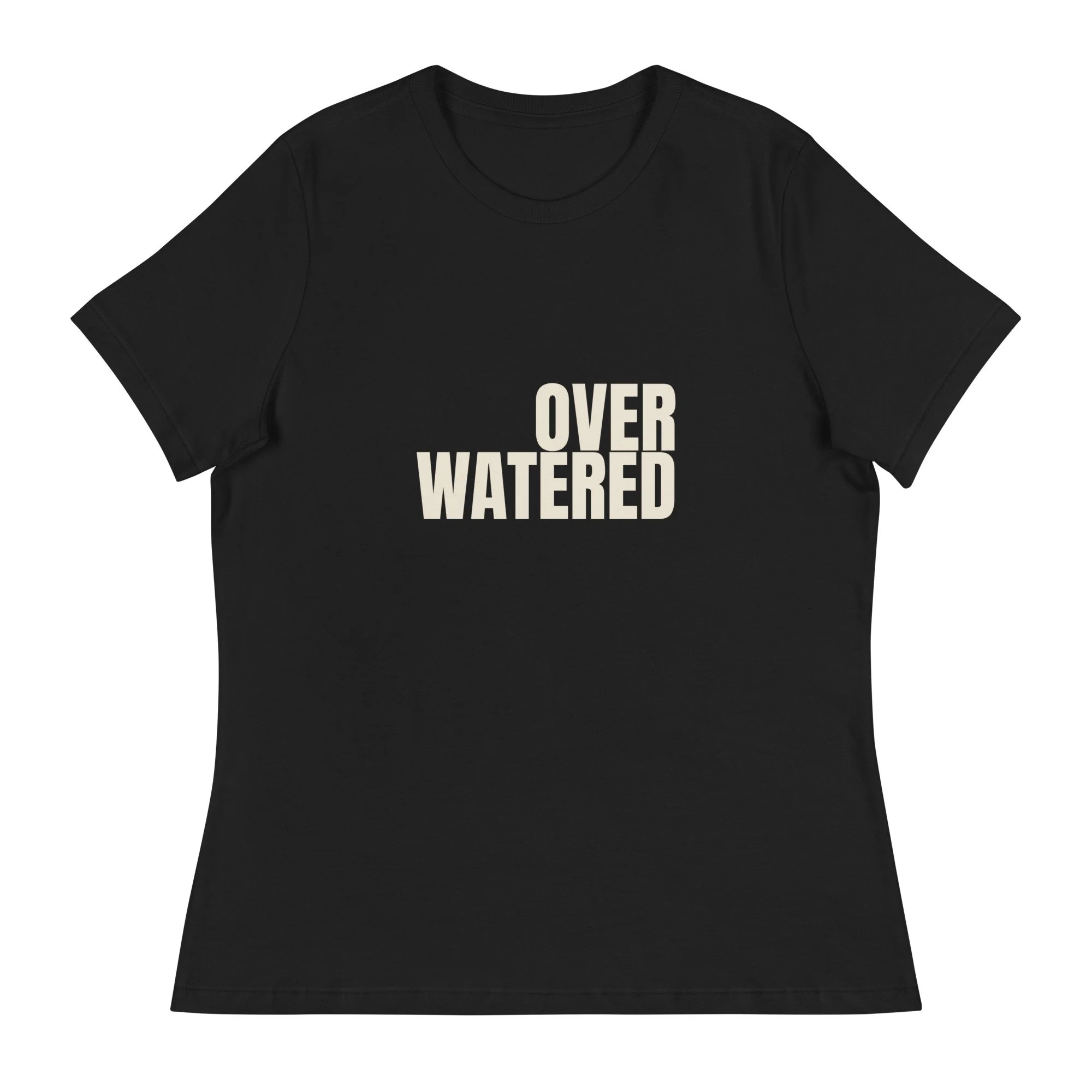 Overwatered Women's Relaxed Tee in black, front view