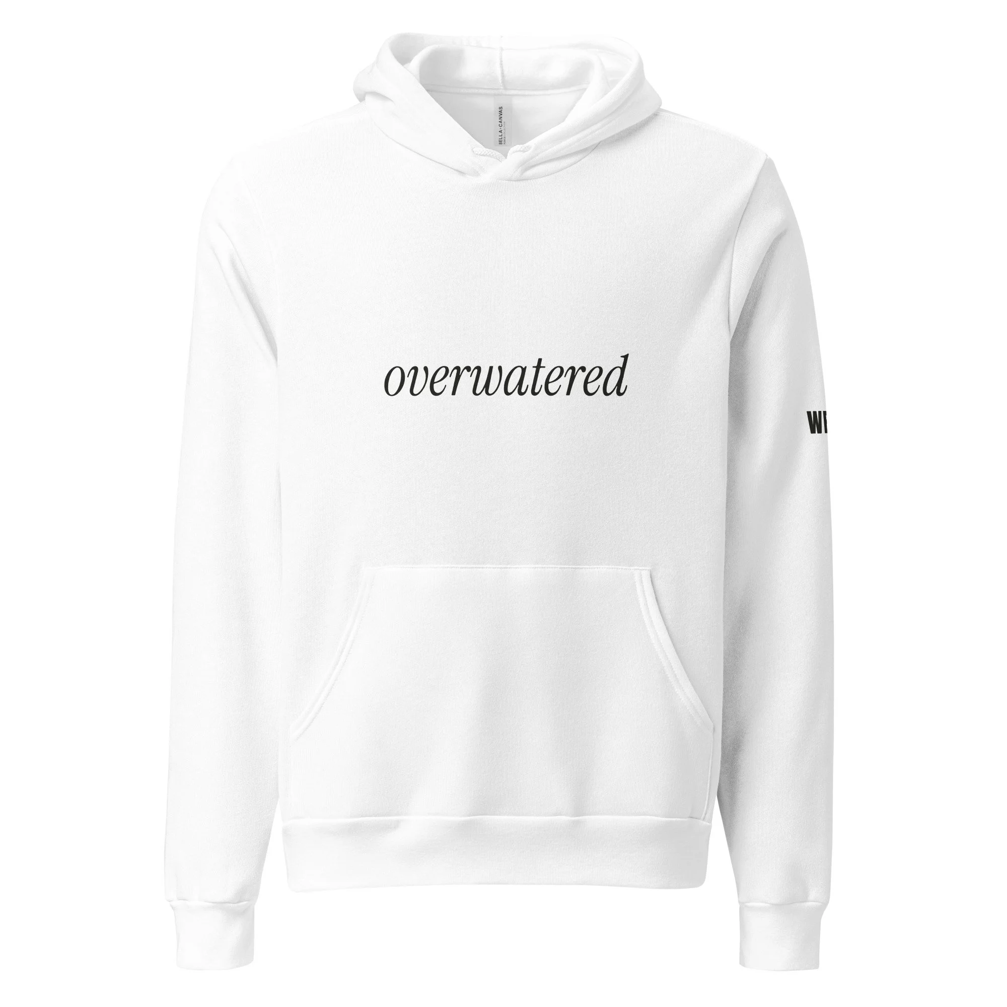 Overwatered Hoodie, One Line in white, front view