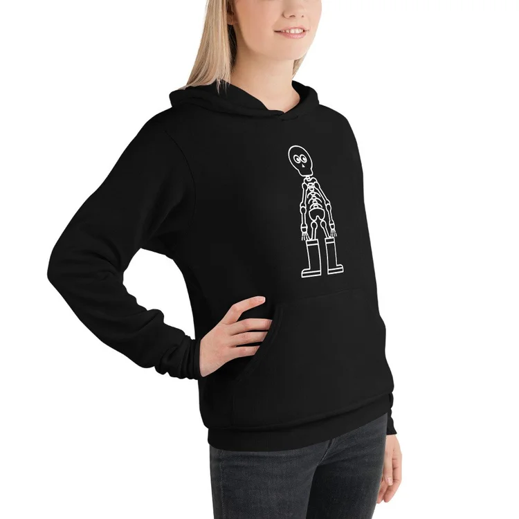Skeleton In Rain Boots Hoodie, black