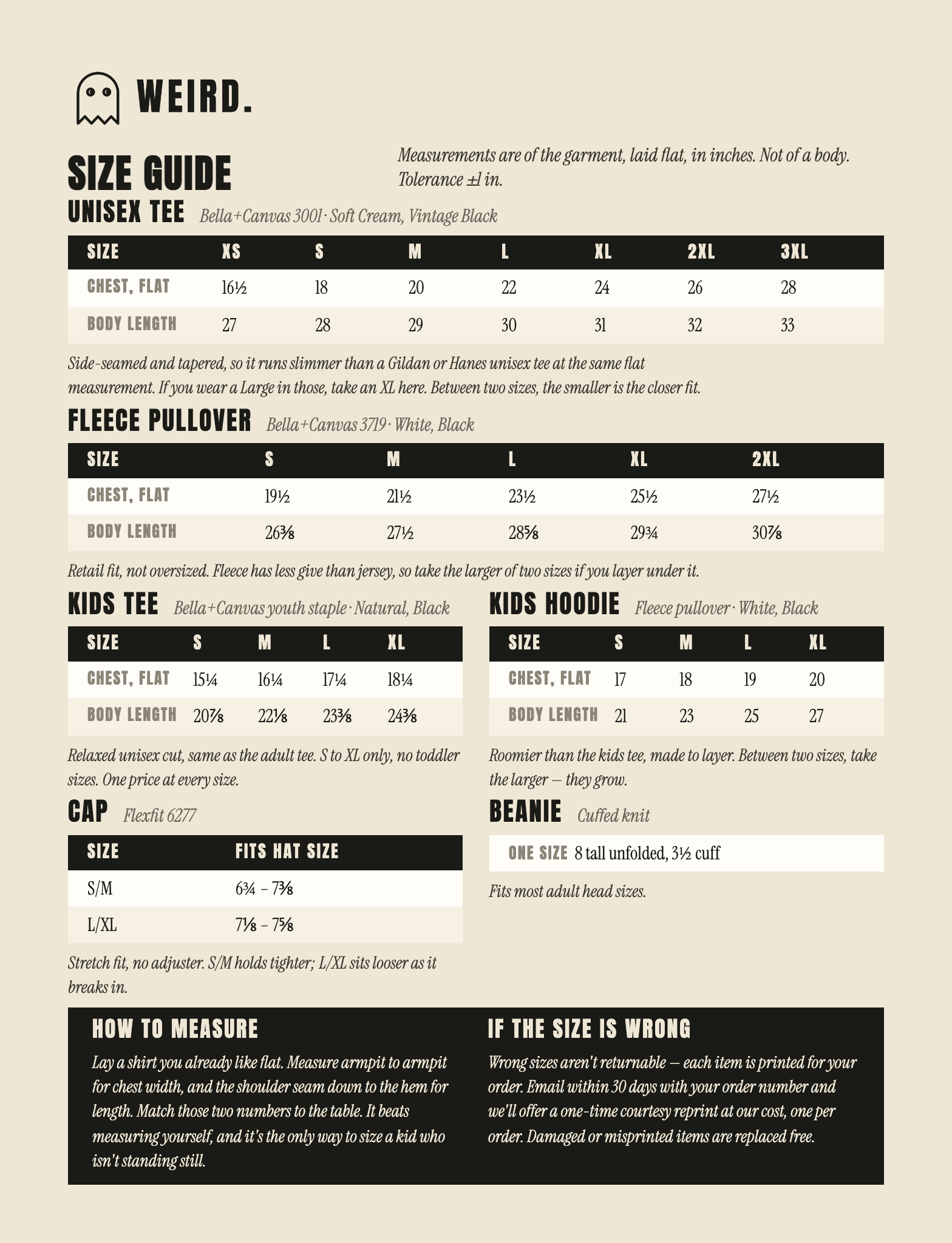 WEIRD Sizing Sheet_Adult and Youth