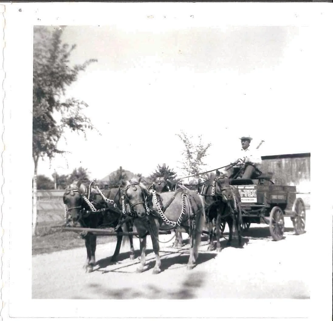 horse drawn delivery sepia photograph