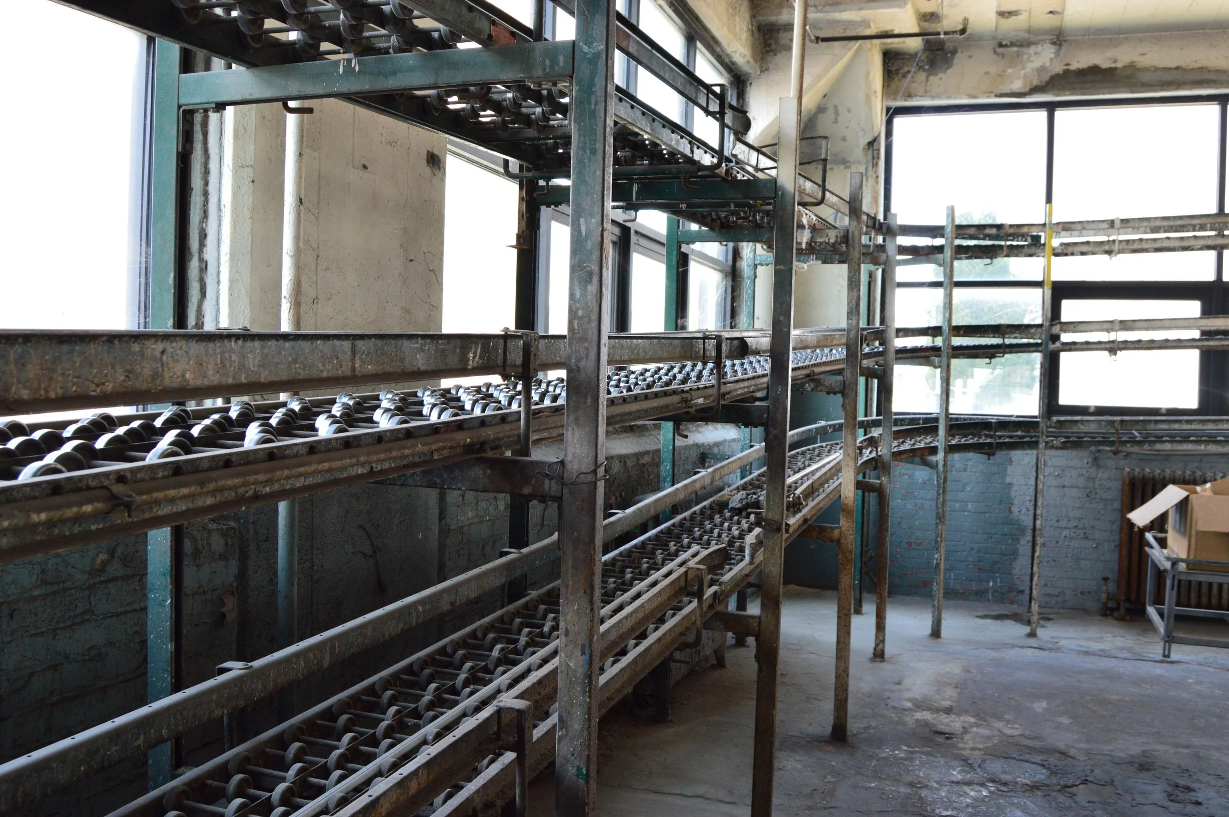 empty assembly line three tiered