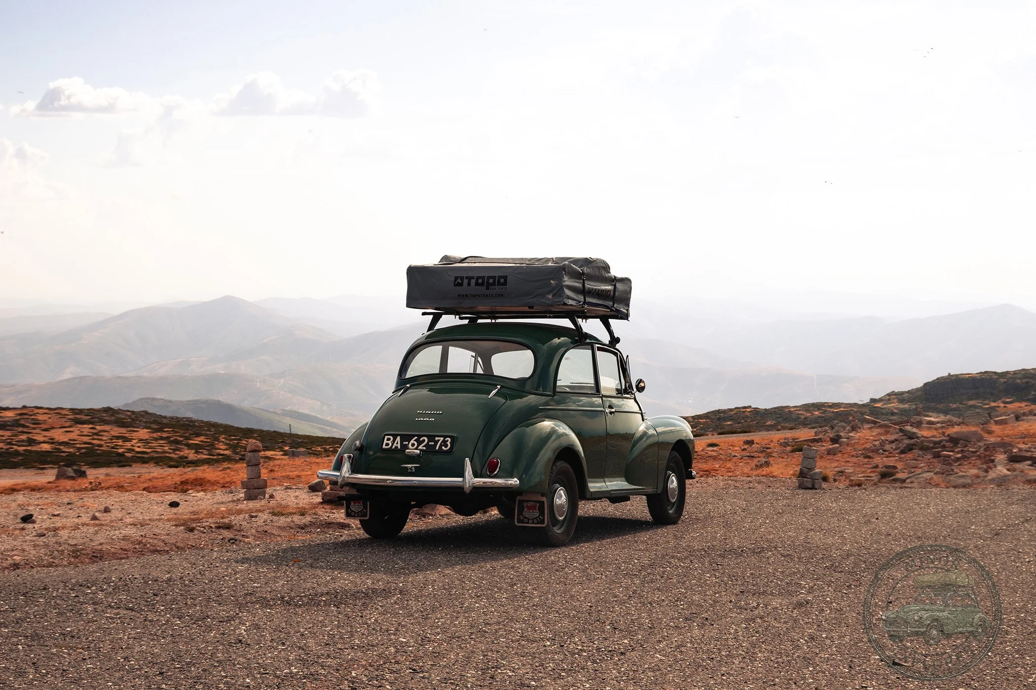 Morris Minor at Serra da Estrela. Overlanding and roadtrip across the world.