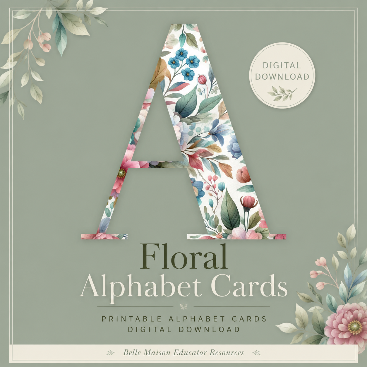 Floral Alphabet Cards