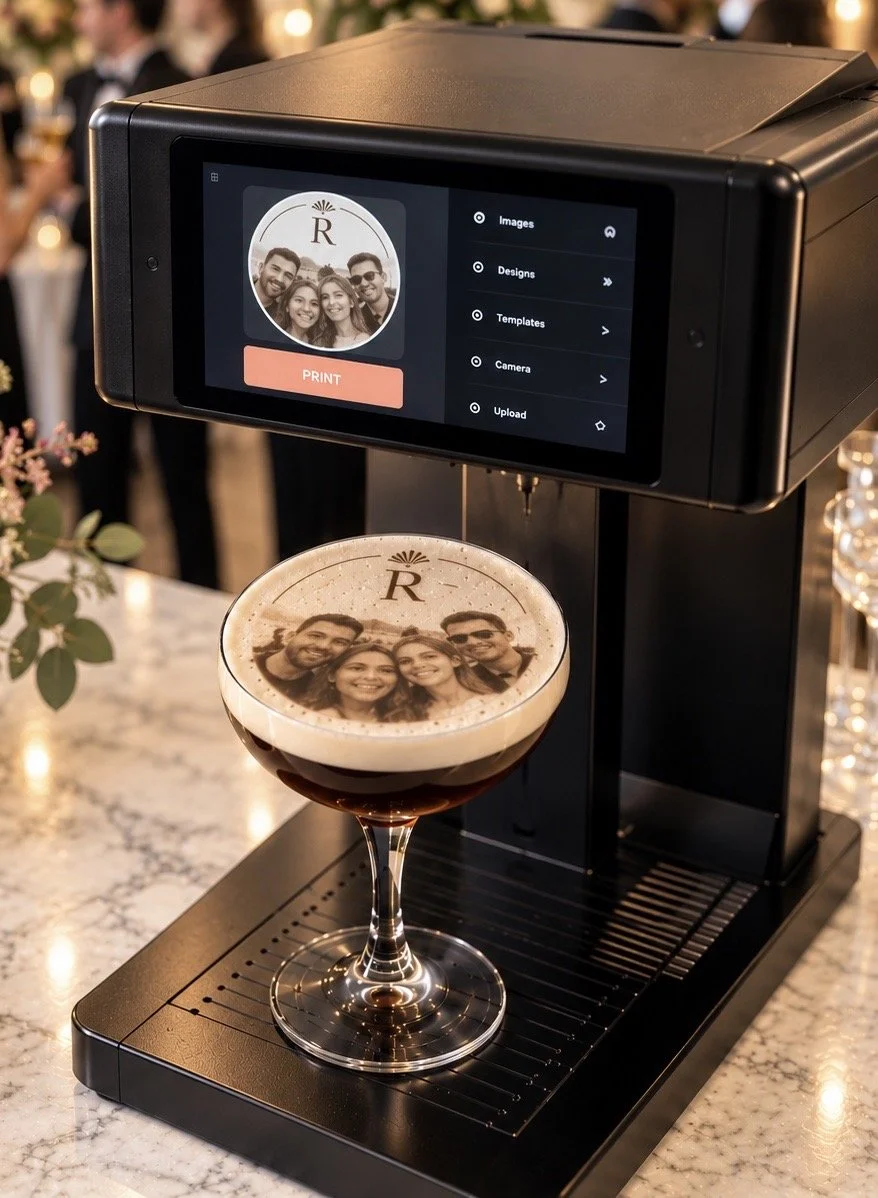 Print & Pour drinks printer at an elegant event