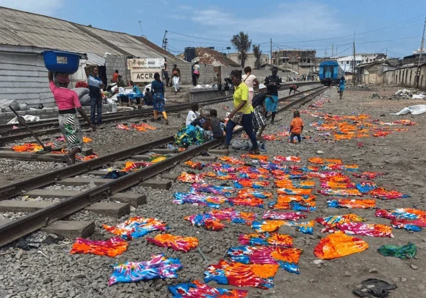 Ghana Fashion waste on railroad
