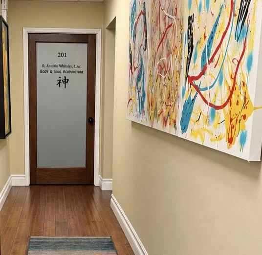 The hallway leading to the studio