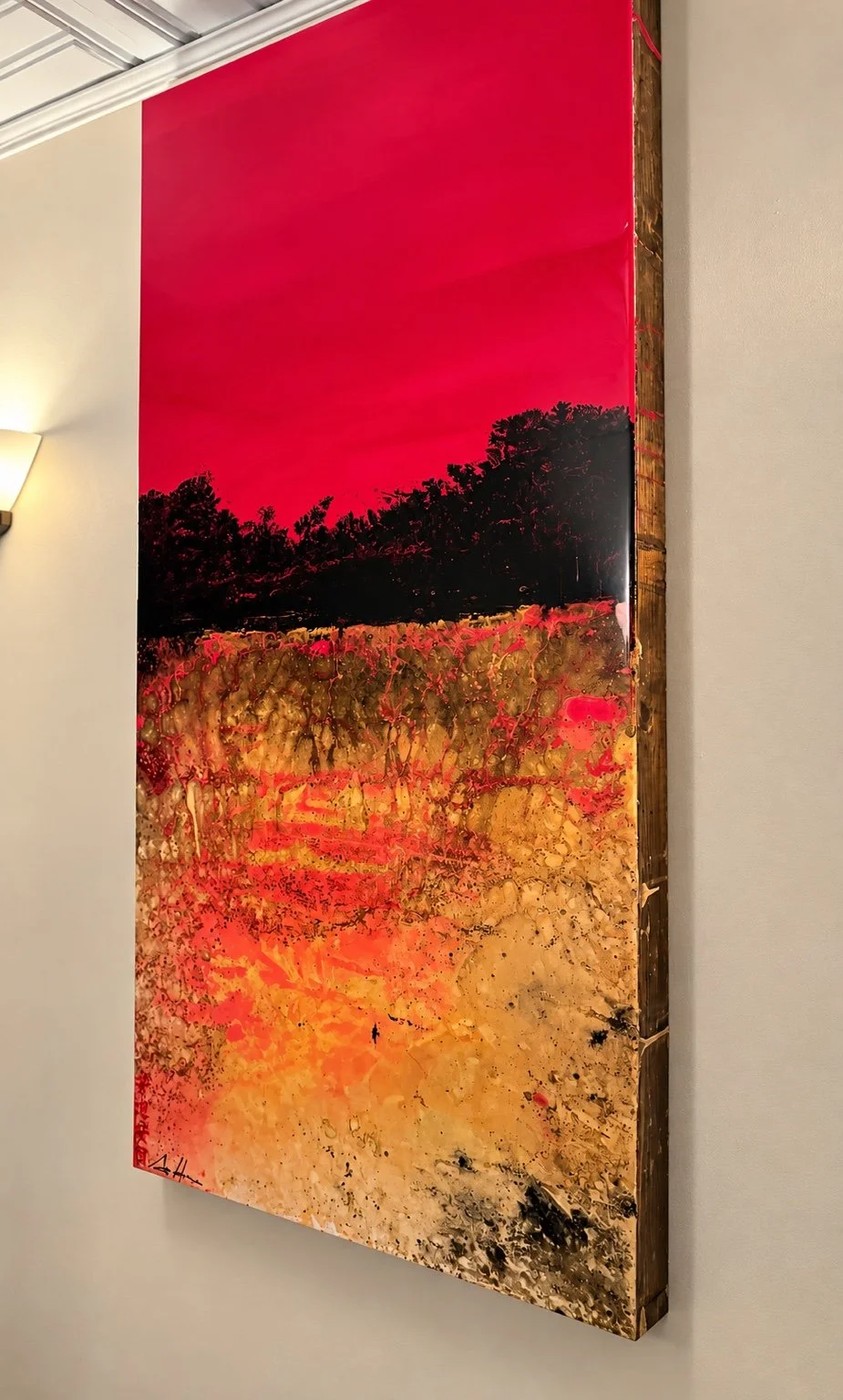 Red landscape artwork