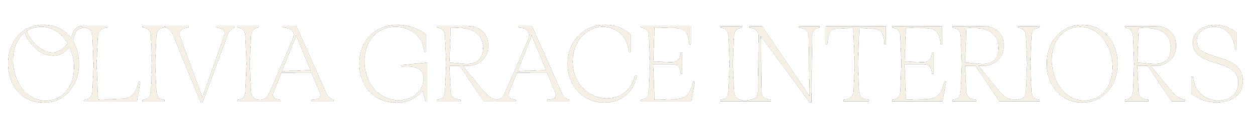 Elegant black-and-white logo with the text 'Olivia Grace Interiors' in a stylish serif font.
