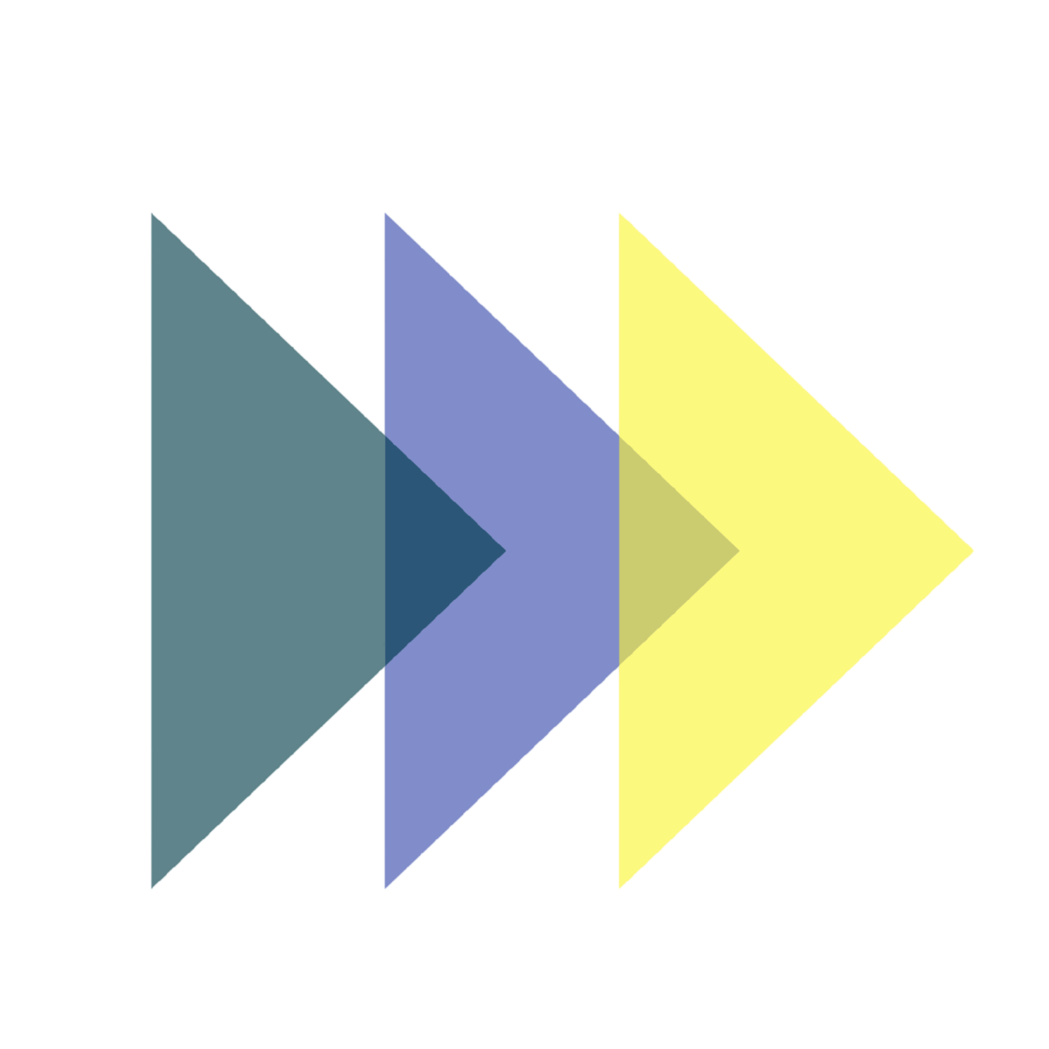 A digital illustration showing a stylized arrow pattern with three overlapping arrows in teal, blue, and yellow colors pointing to the right.