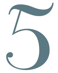 Number five in blue with a drop shadow on a black background.