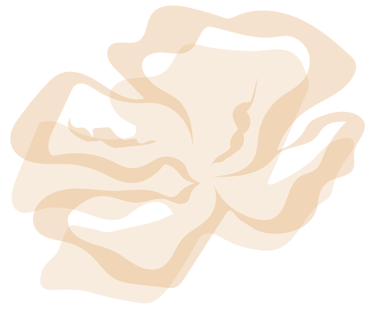 Stylized illustration of a woman with long hair and glasses, resting her head on her hand.